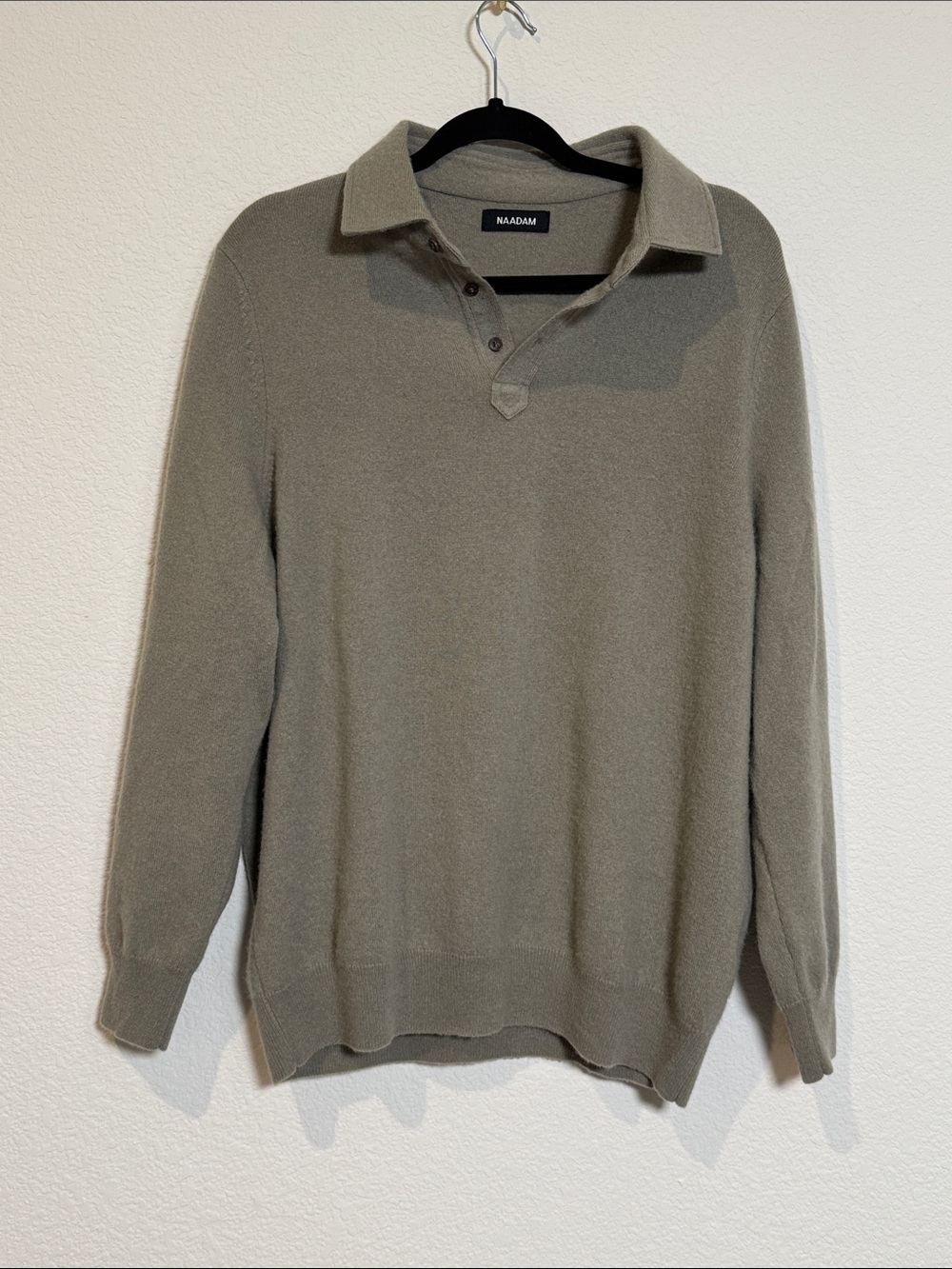 NAADAM Men's Cashmere Polo Sweater Pale Green XL